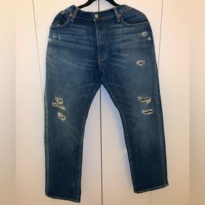 LEVIS JEANS 513 SLIM STRAIGHT DISTRESSED DENIM BLUE W36 x L30